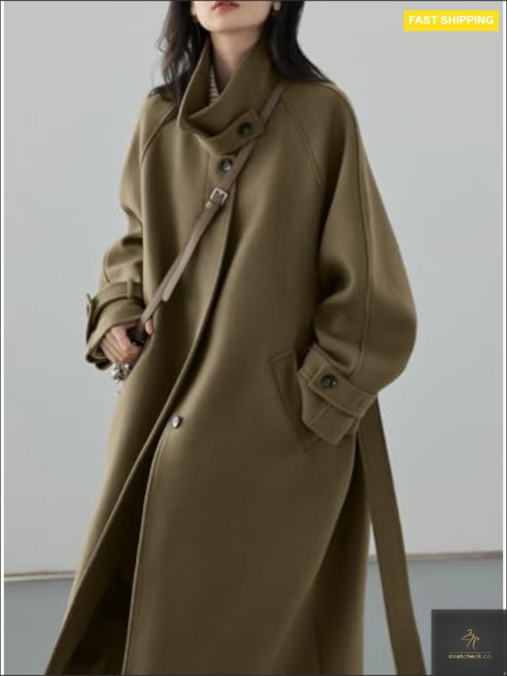 Wool Pea Coat Long Sleeve Overcoat Business Work Office Classic Winter Coat - Picture 3 of 6